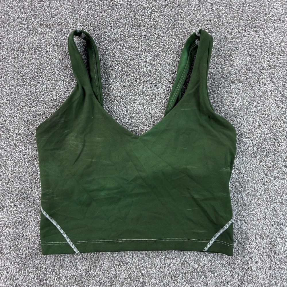 Lululemon Align Tank Top Women's 4 Everglade Green Lightweight Crop Built-in Bra